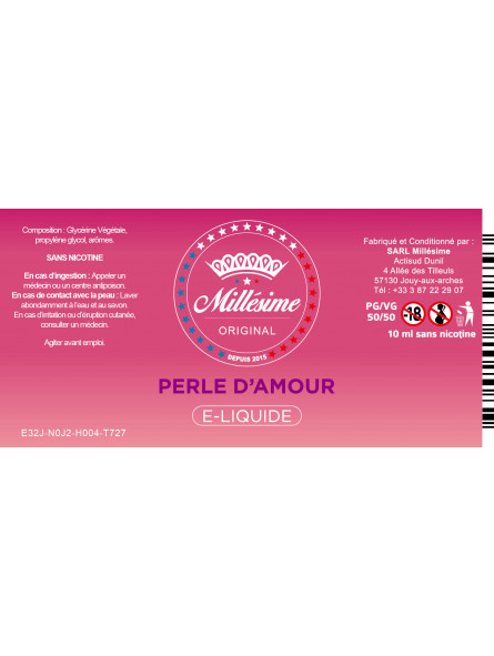 Millésime | E-liquide | Gamme Original 10ML | Perle d'amour