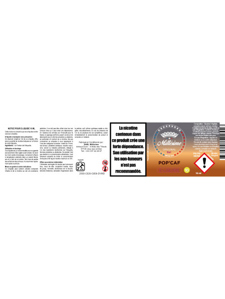 Millesime / E-Liquide Sels de nicotine / Pop Caf / Gourmand / 10ML