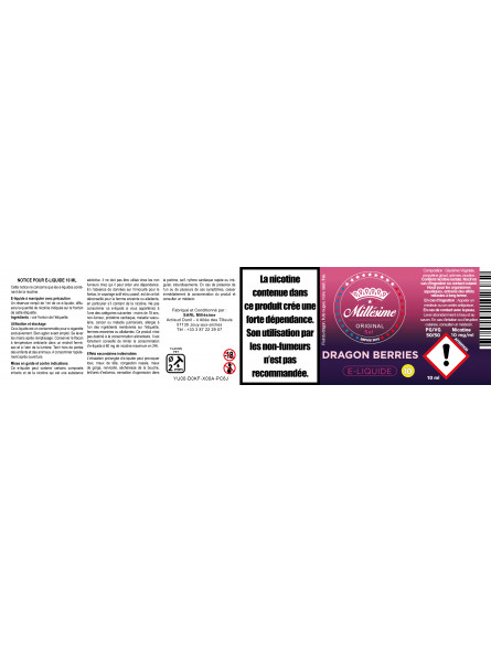 Millesime / E-Liquide Sels de nicotine / Dragon Berries / Fruité / 10ML