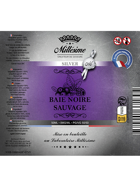 Millésime | E-liquide | Gamme Silver 50ML | Baie Sauvage