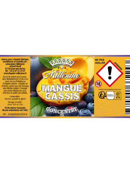 Millésime | E-liquide | Gamme Silver Concentré 10ML | Mangue Cassis