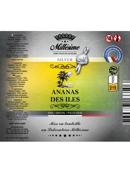Millésime | E-liquide | Gamme Silver 50ML | Ananas