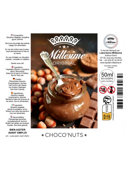 Millésime | E-liquide | Gamme Original 50ML | Choco'Nuts / 50ML